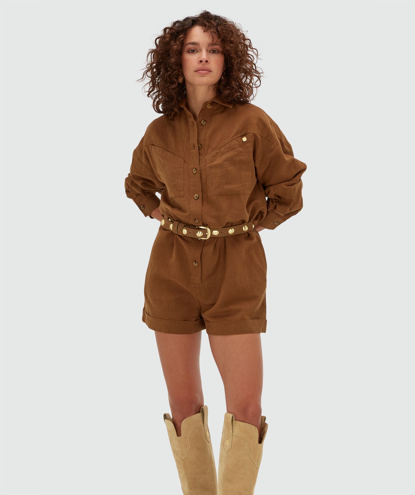 JV-PIENNA oversized playsuit - brown