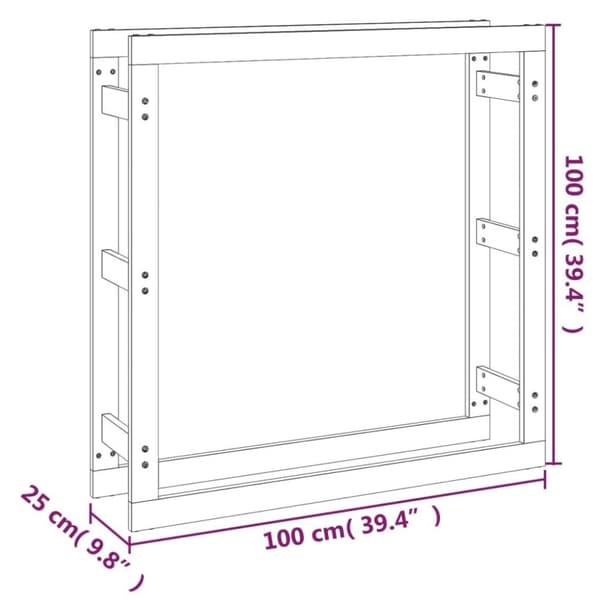 vidaXL Vedstativ 100x25x100 cm heltre furu