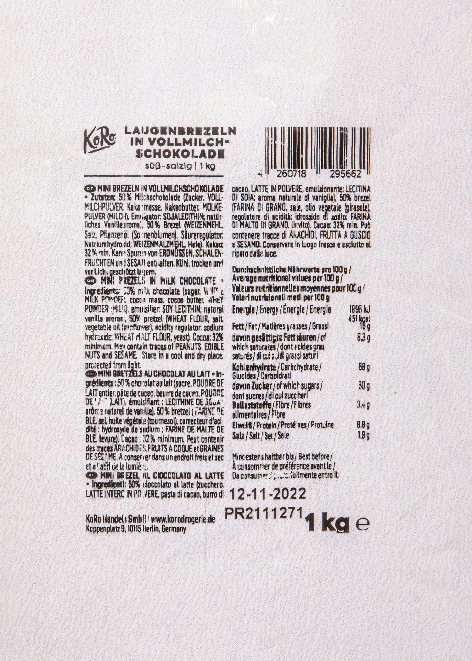 Laugenbrezeln in Vollmilchschokolade 1 kg