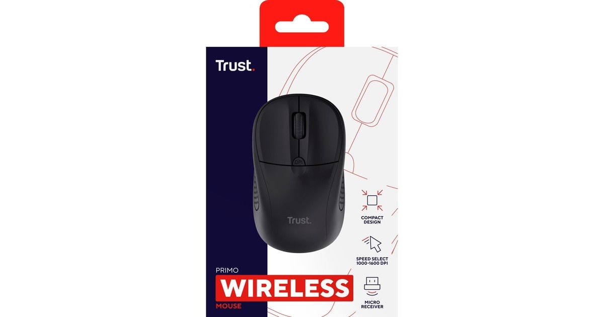 TrustPrimo Draadloze muis  (Zwart, 1000 - 1600 dpi)