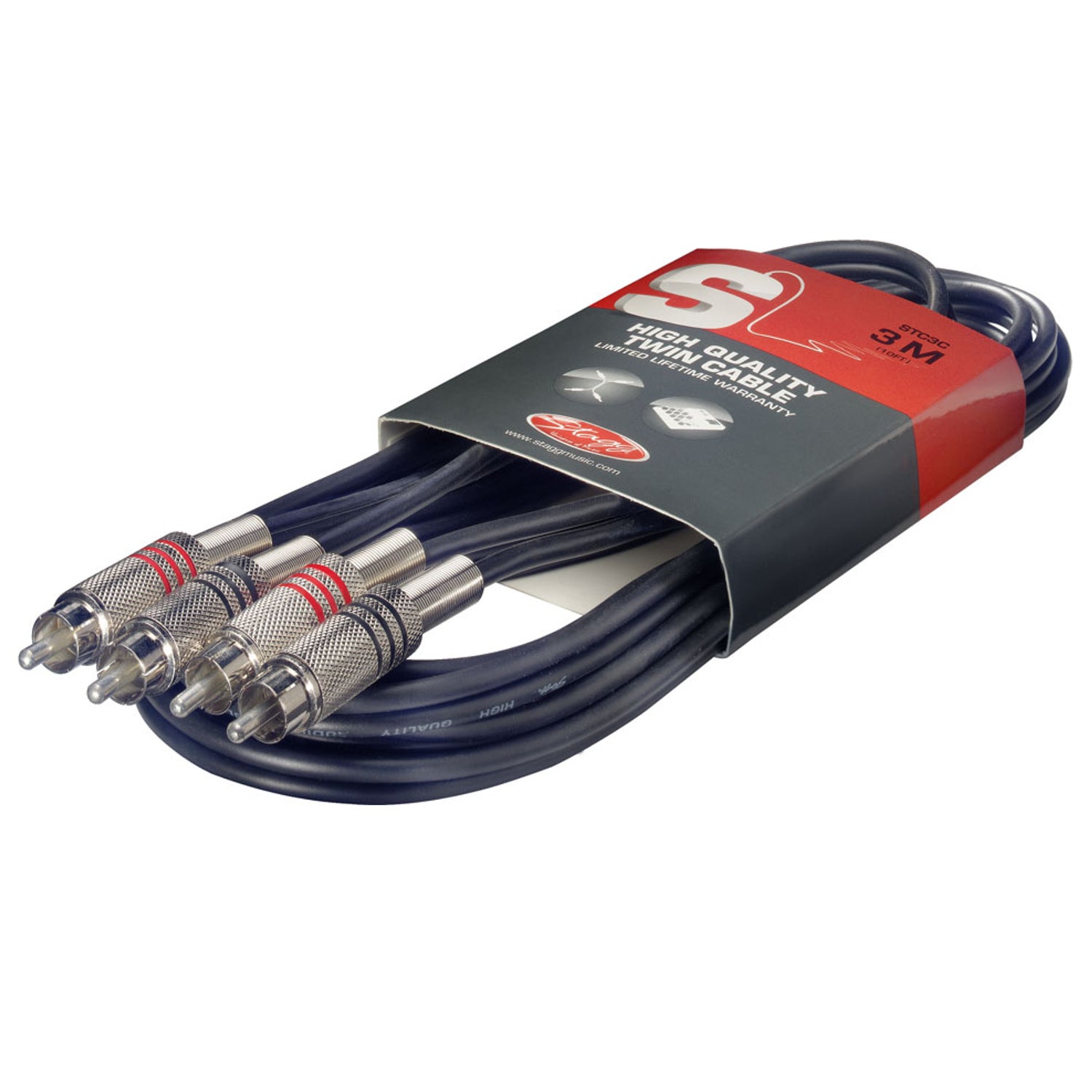 Stagg STC3C 2x RCA male - 2x RCA male 3m