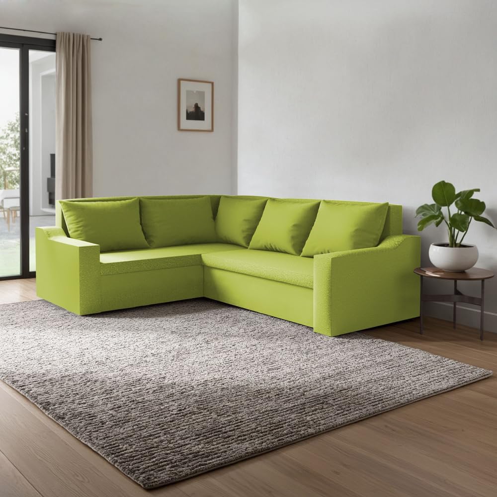 Ecksofa mit Schlaffunktion und Bettkasten Ontario L – Ecksofa in L-Form, 220x180 cm, Komfortables Sofa mit Stauraum, praktisches Sofa für Wohnzimmer & Gäste (Basic, Grün)