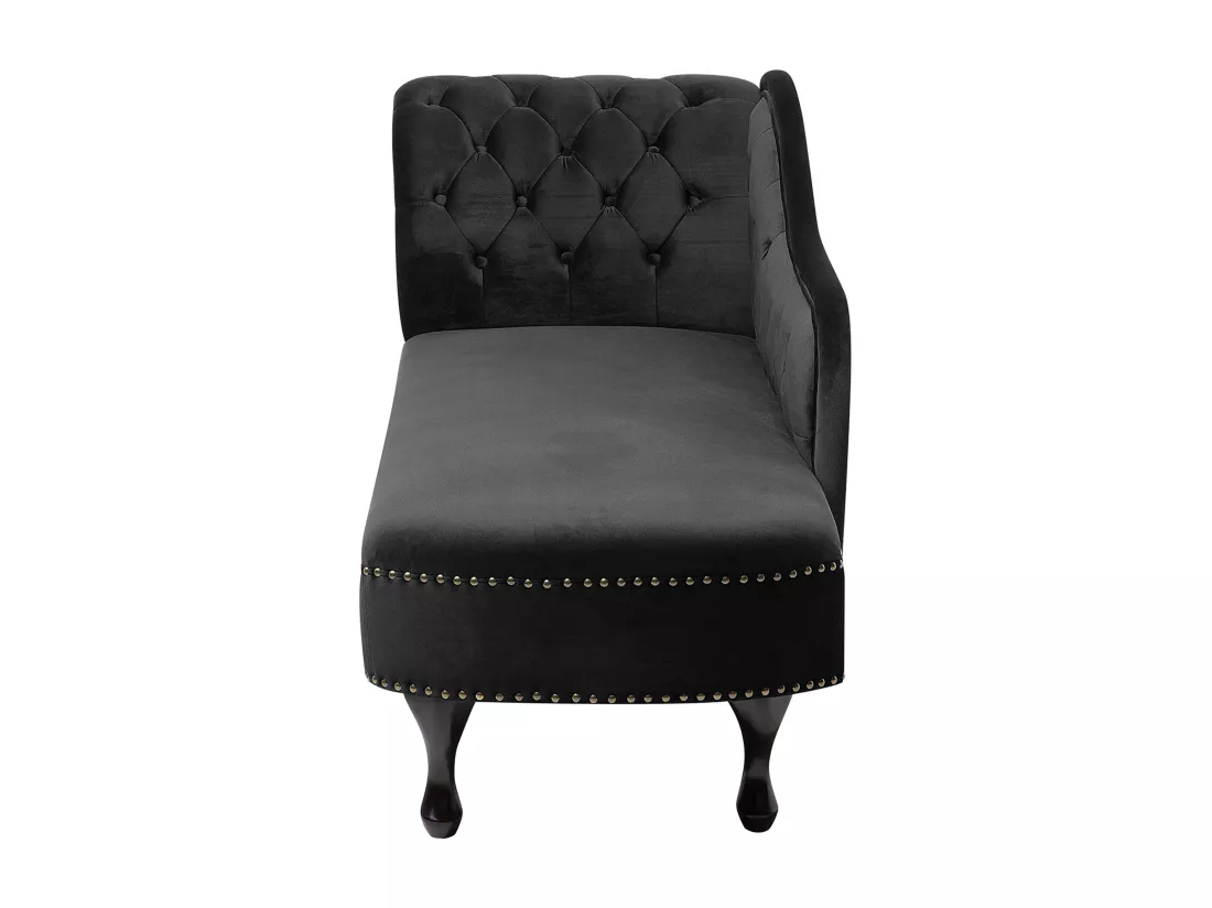Méridienne Chesterfield en velours noir côté droite NIMES