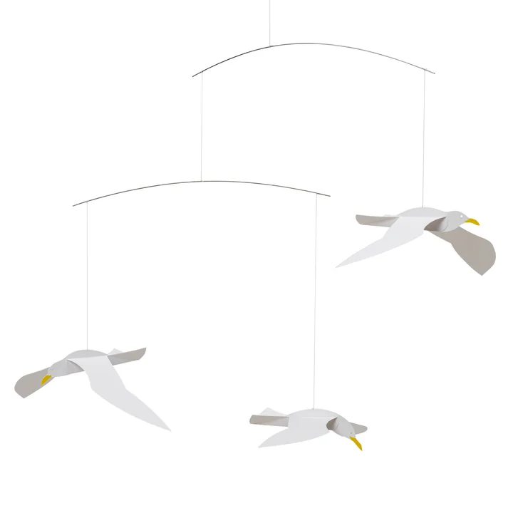 Flensted Mobiles - Soaring Seagulls Mobile, weiss / gelb