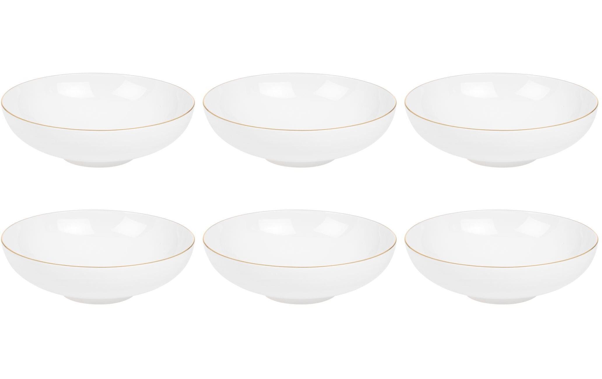 Suppen- & Pastateller Ø 20.5 cm, 6 Stück, Weiss/GoldTellerset für Suppen und Pasta
