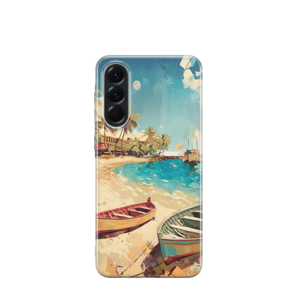 Samsung Galaxy A56 Gummi Hülle Aquarell Strand - Türkis
