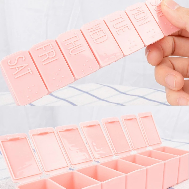 (2er Set) 130x30mm Medikamenten Dosierer 7 Tage Dosett Tablettenbox Supplements Pillendose - Weiss