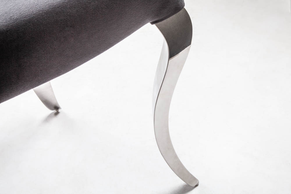 Eleganter Stuhl MODERN BAROCK schwarz Samt mit Knöpfen Edelstahlbeine