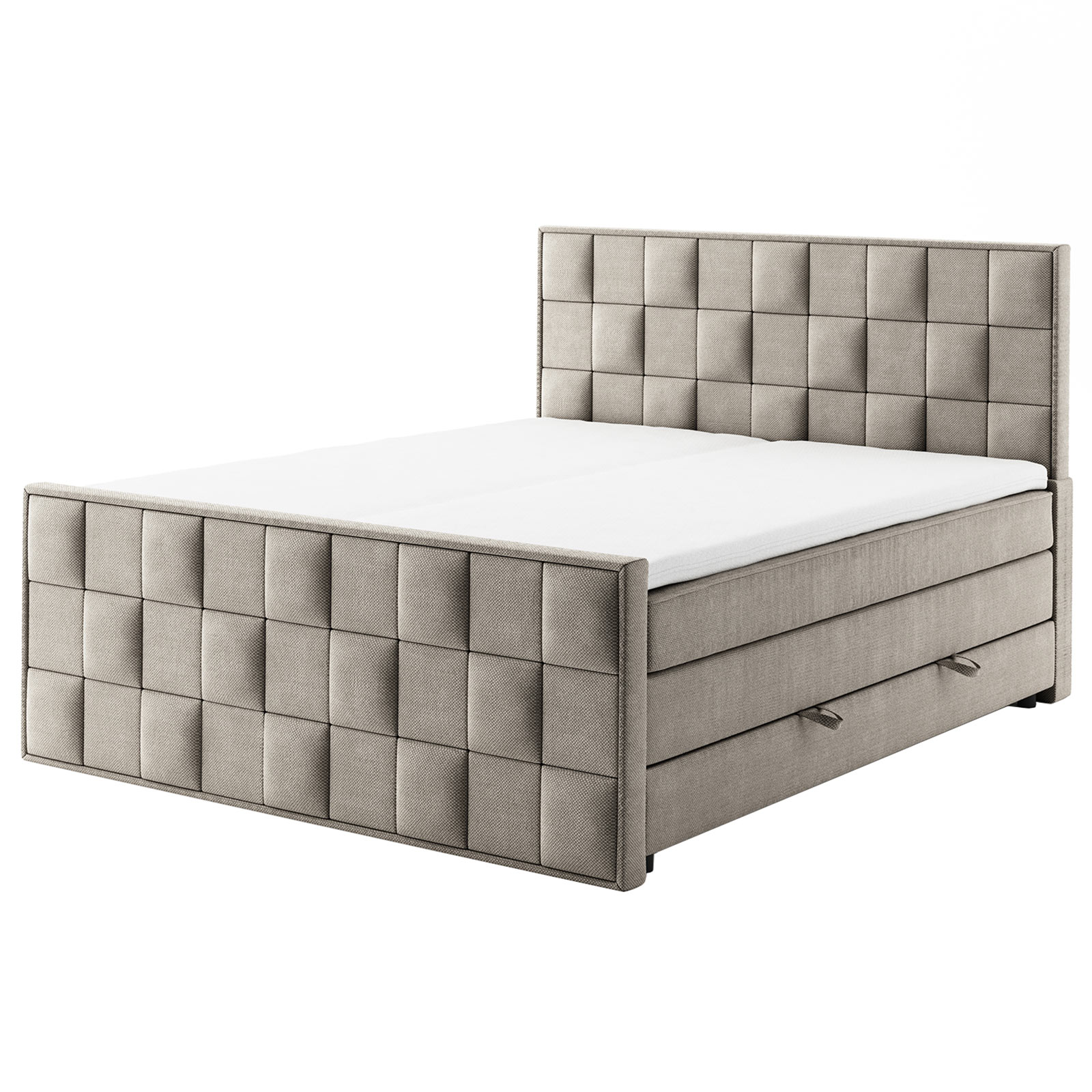 Boxspringbett - creme - H3 - 140x200 cm