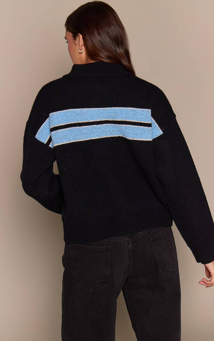 Noir Synthétiquell Sportif Rayé En Maille Zippé