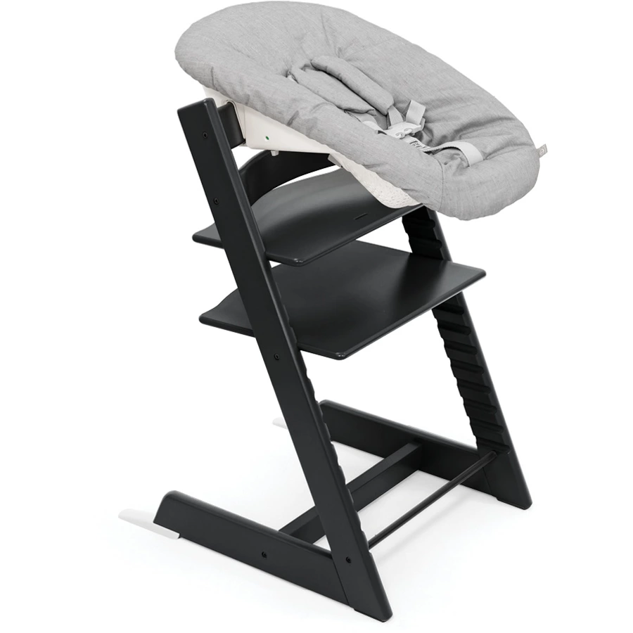STOKKE® Tripp Trapp® Hochstuhl Oak schwarz inkl. Newborn Set™ Grey
