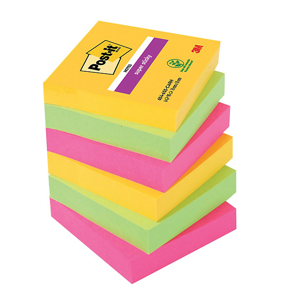 12 blocs notes repositionnables Post-it® Super Sticky Carnival 47,6 x 47,6 mm