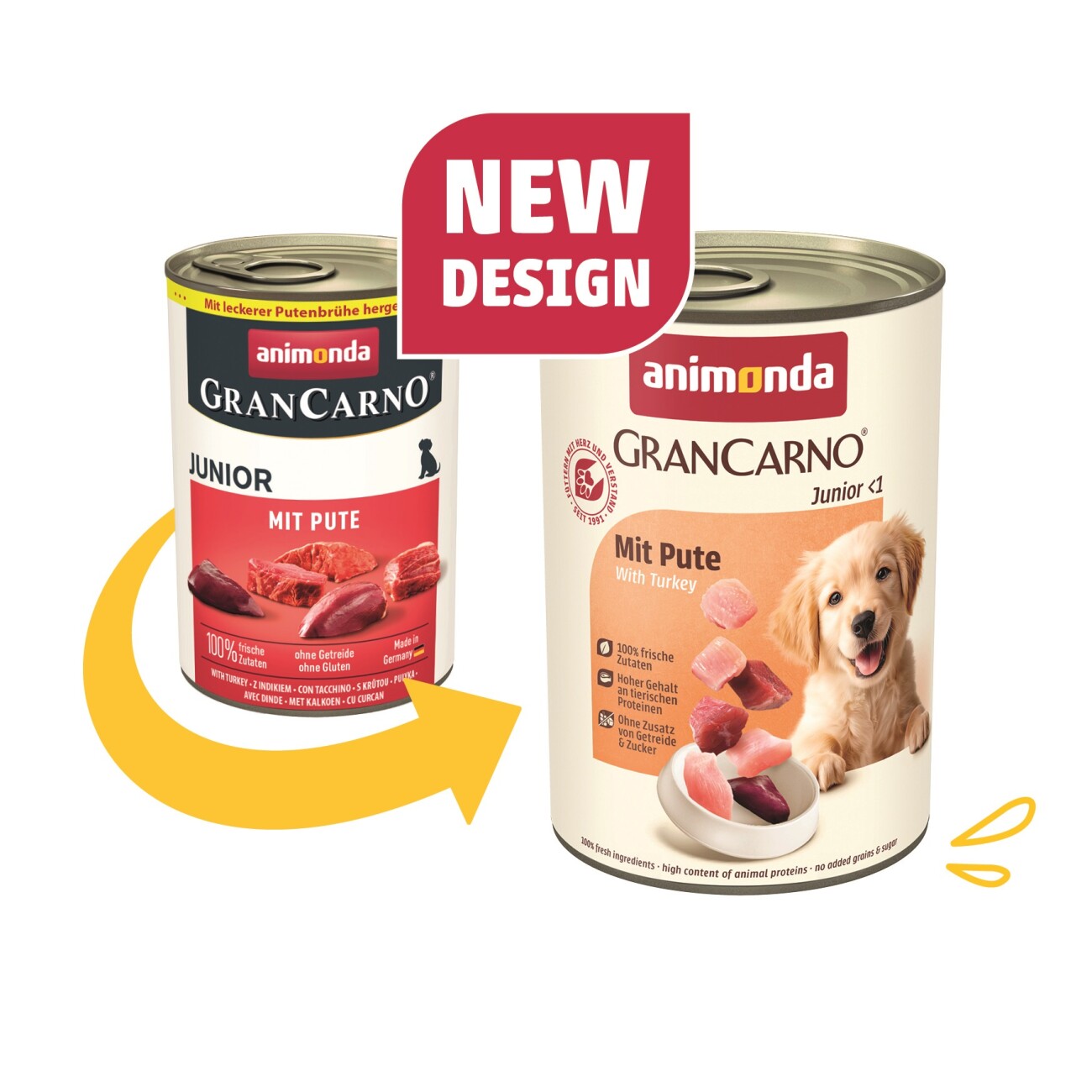 animonda GranCarno Original Nassfutter Hund Junior, Pute 6x400 g
