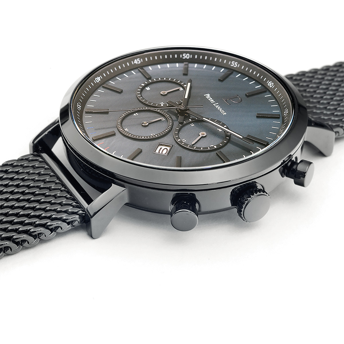 Montre PIERRE LANNIER Baron homme chronographe bracelet acier noir