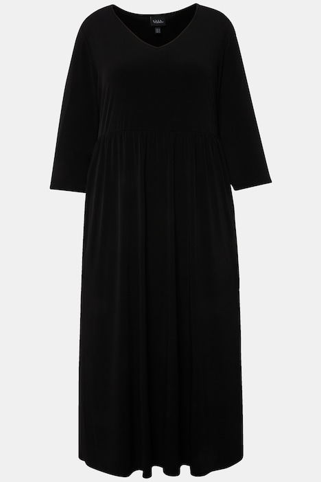 Jerseykleid, A-Linie, V-Ausschnitt, 3/4-Arm, Taschen