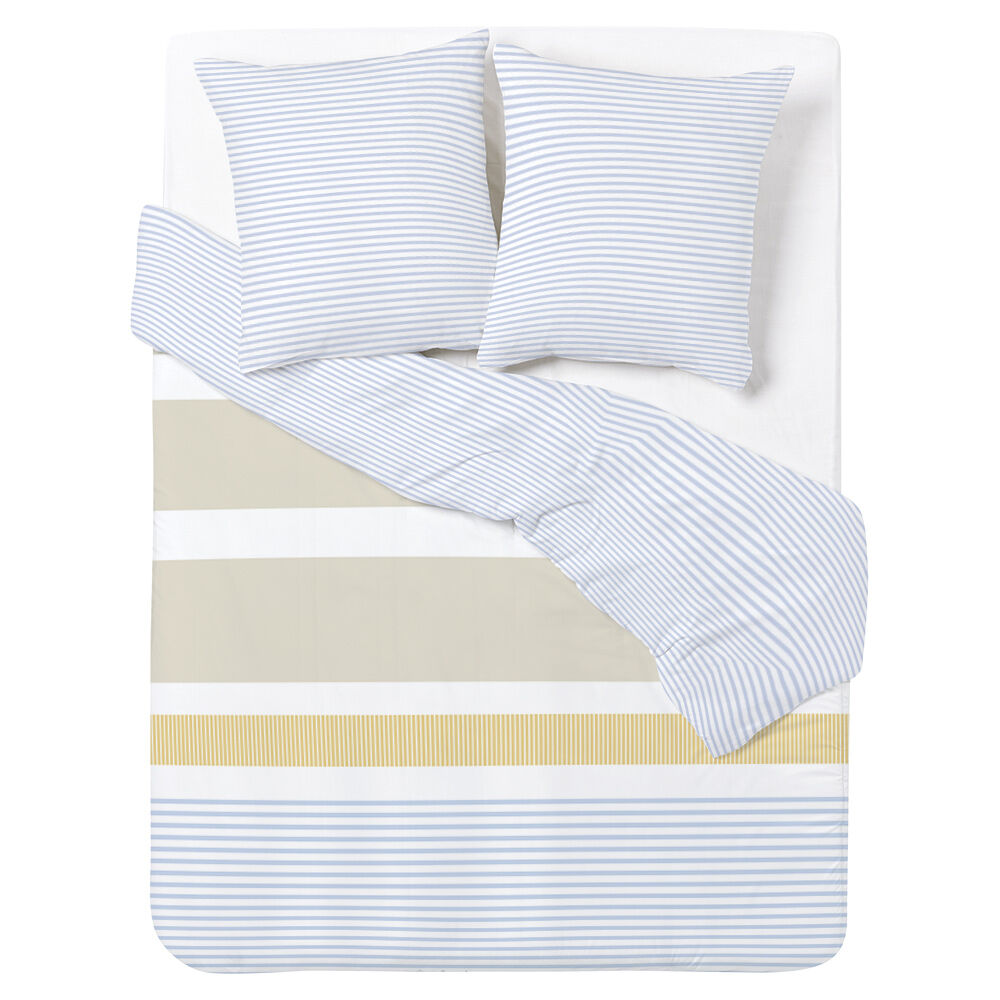Parure de lit réversible 2 places 240x220cm polycoton motif rayure