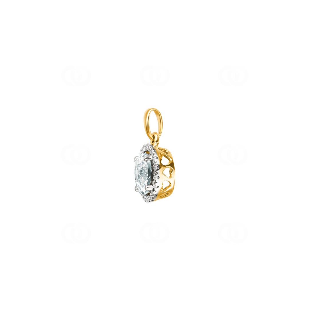 Anhänger 750/18 K Gelbgold mit grünem Amethyst und Diamanten 0.05 ct H/si