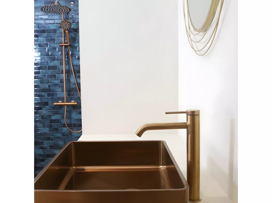 Lollipop mitigeur lavabo haut cuivre brossé - Essebagno