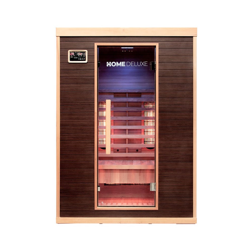 Home Deluxe – Infraroodcabine – MORENO - M – 135 x 105 x 190 cm – voor 2 personen, 5 volspectrumstralers – Hout: Hemlockspar | Infraroodsauna, sauna, warmtecabine, infrarood