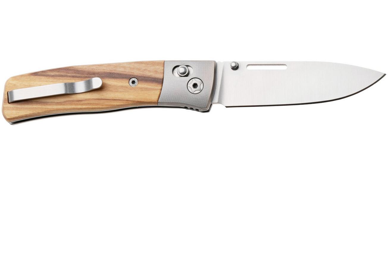 LionSteel NiNi NN2 UL M390 Satin, Titanium Bolsters, Olive Wood, zakmes, Gianni Pauletta design
