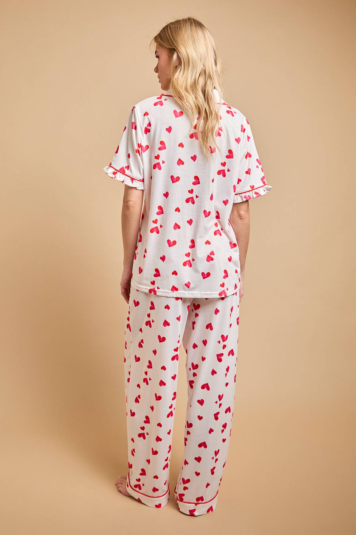 Oasis Ensemble Pyjama Jersey Manches Courtes à Motif Cœurs