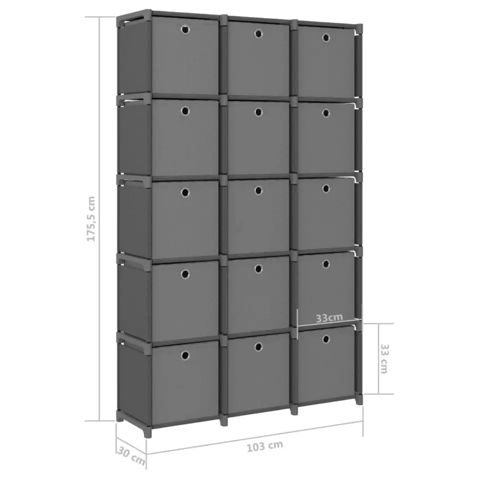 vidaXL - Opbergkast - Grijs - Stof - 15-vaks