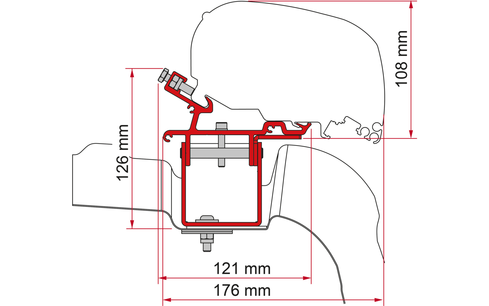 Fiamma Kit VW Crafter H3 / L3 RHD Markisenadapter für Fiamma F80 / F65 Rechtslenker