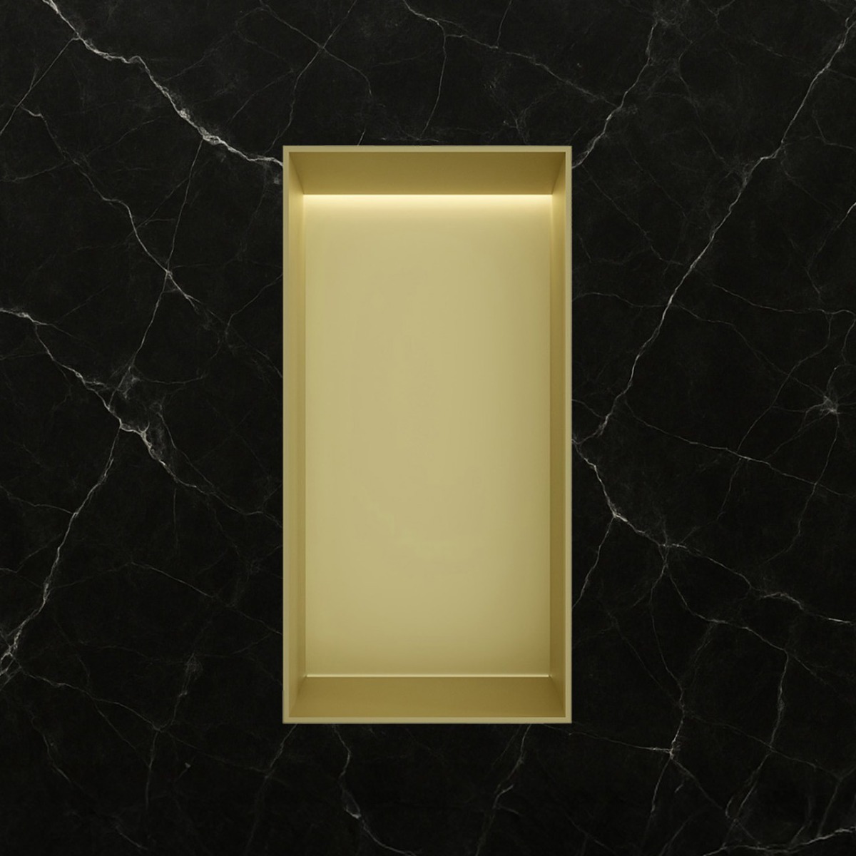 Hotbath &More frameless inbouwnis met verlichting 30x15x10cm geborsteld messing PVD