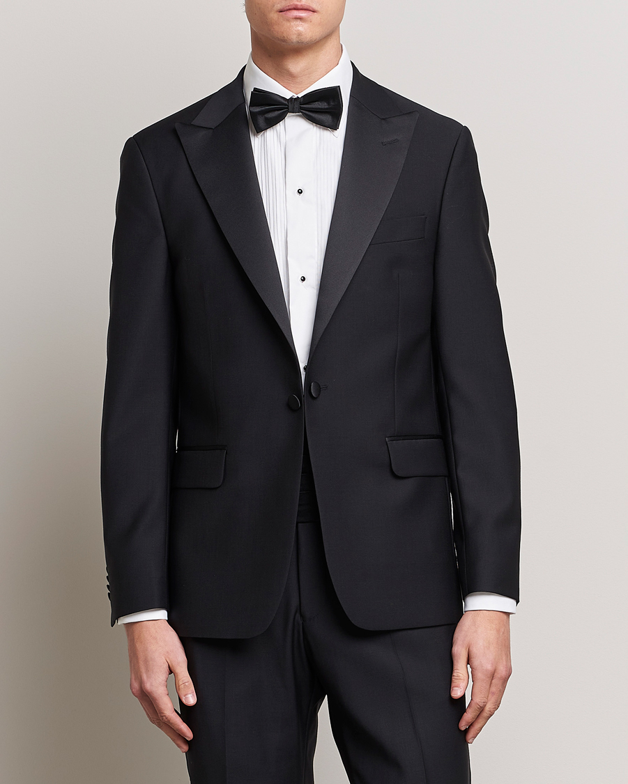 Oscar Jacobson Frampton Wool Tuxedo Blazer Black