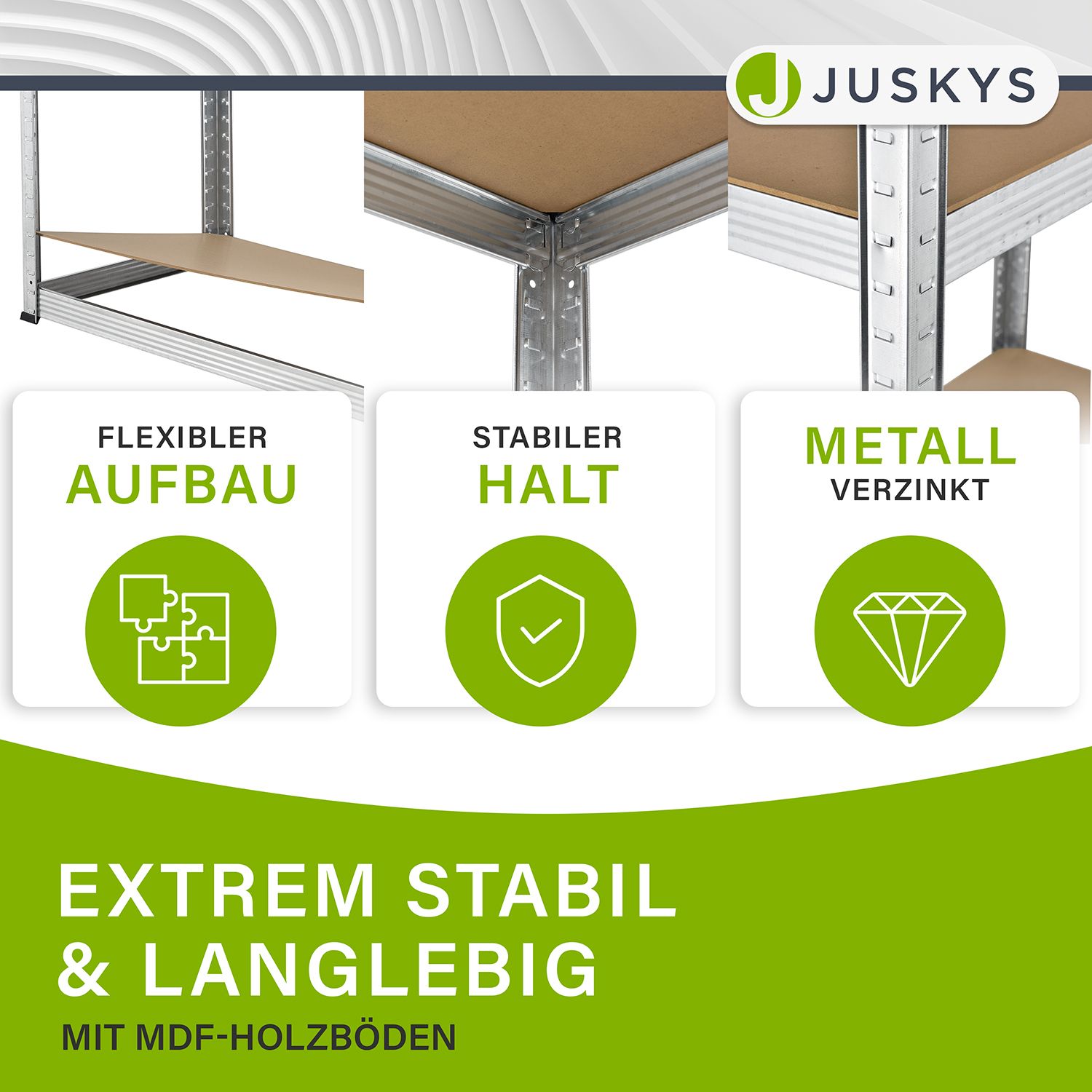 Juskys Lagerregal Easy 2er Set – Metall Schwerlastregal 160x80x40 cm, 8 Böden, 640 kg, verzinkt