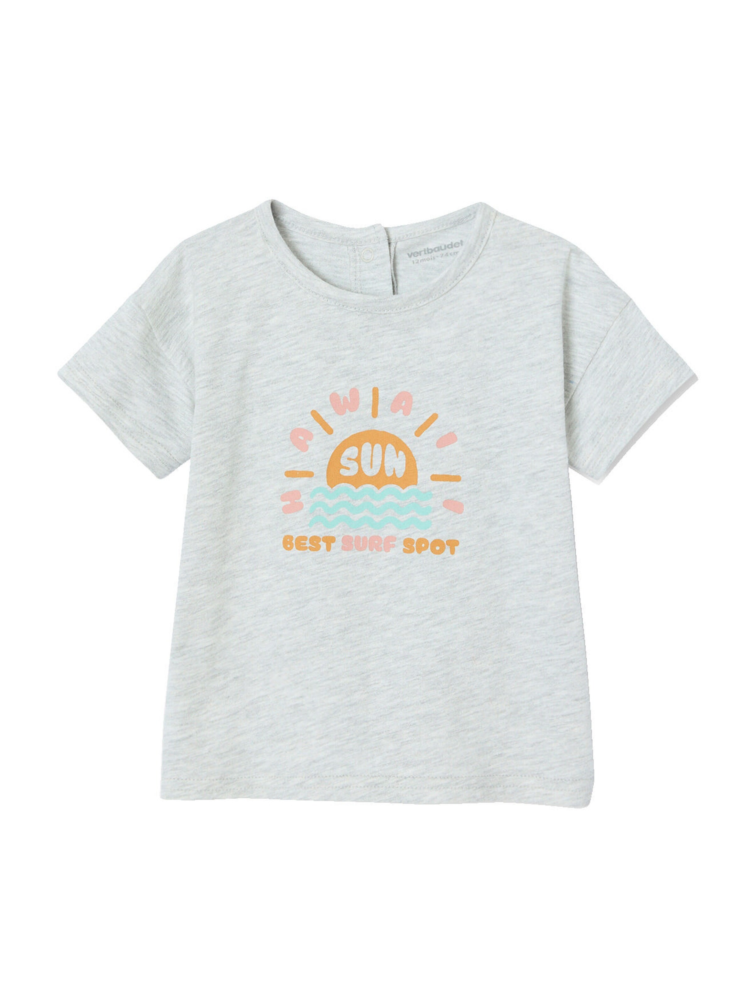 Vertbaudet Baby T-Shirt mit Hawaii-Print grau meliert