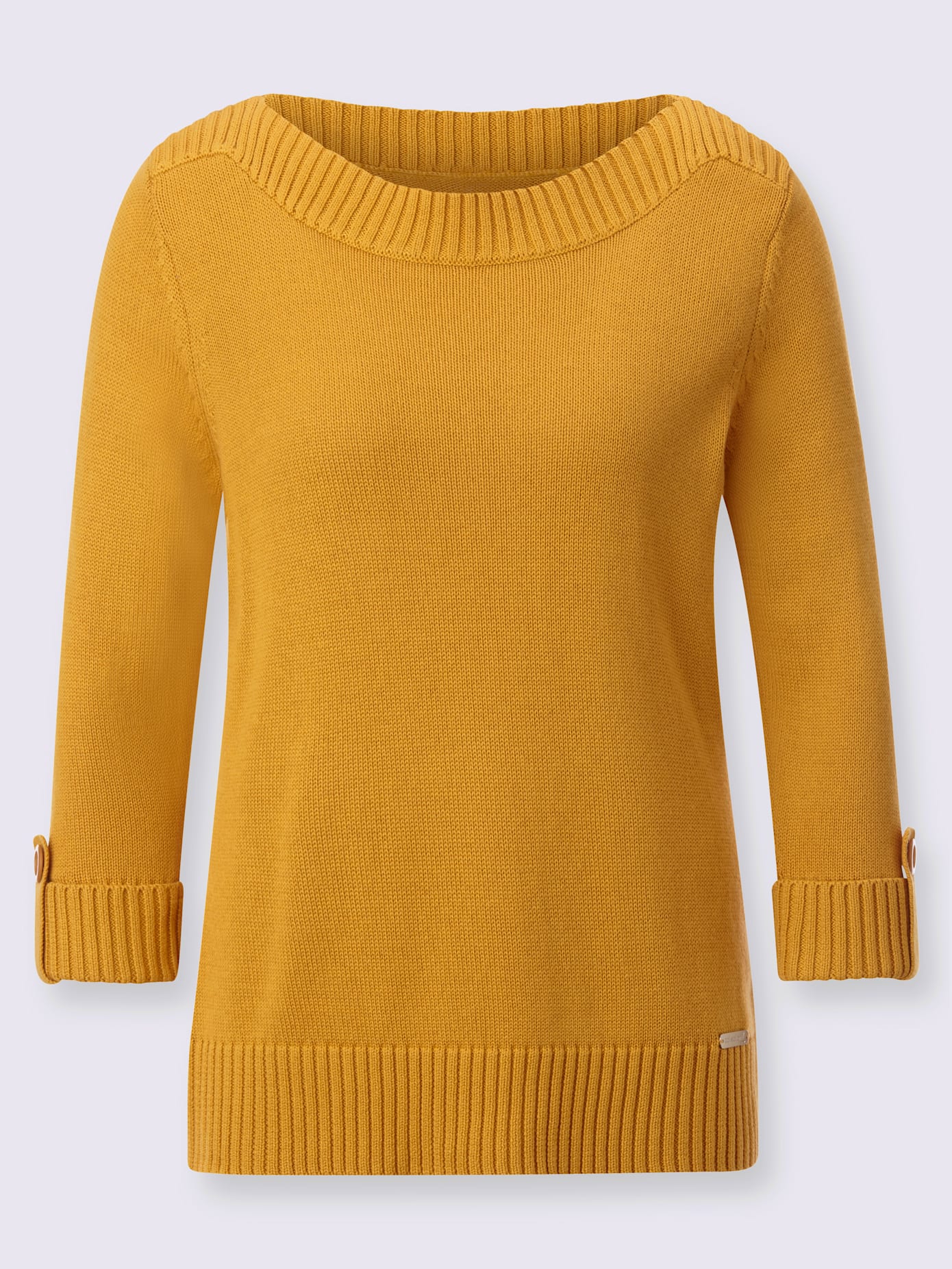 Pull femme manches 3/4 revers boutonnés