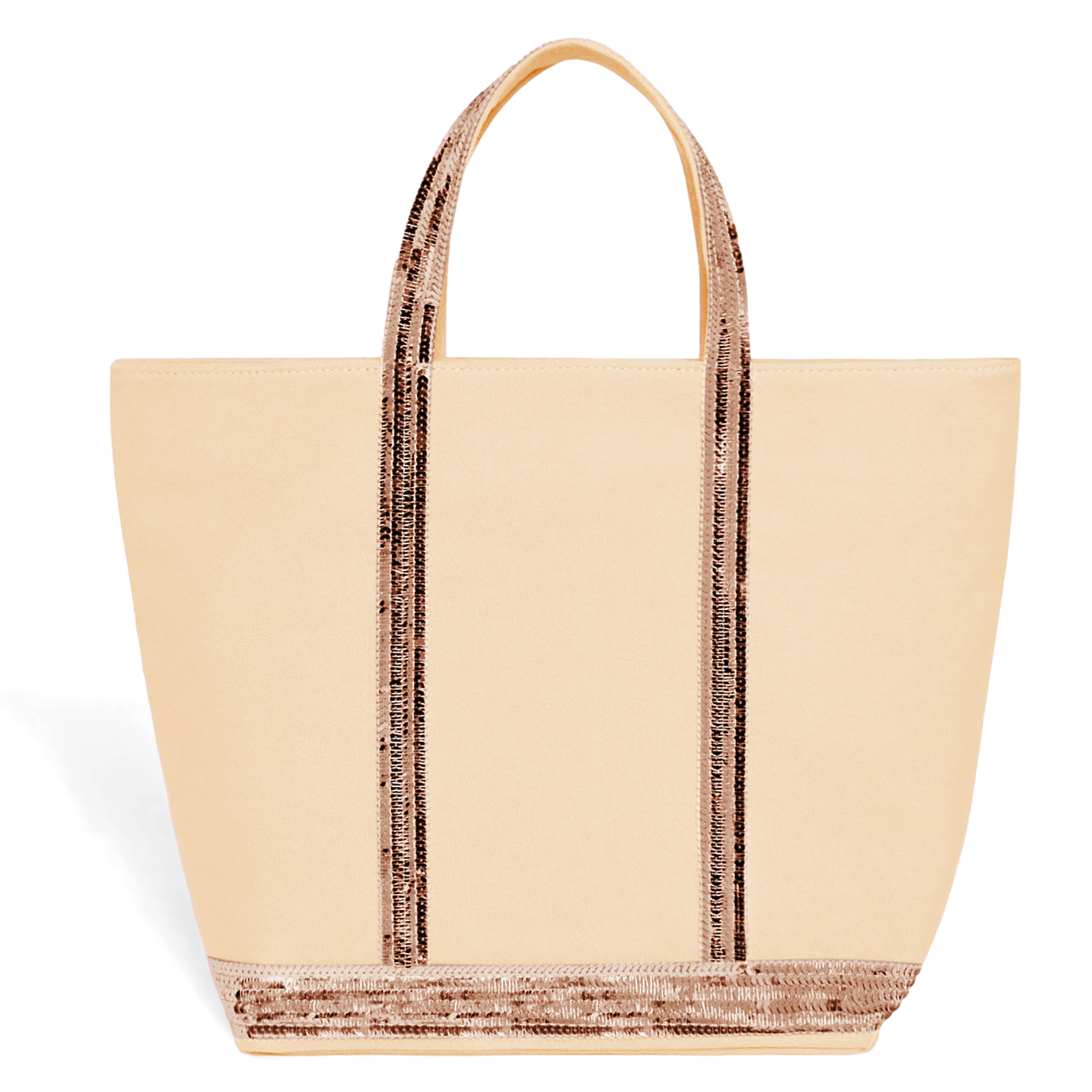 Cabas M à sequins en toile de coton| Beige