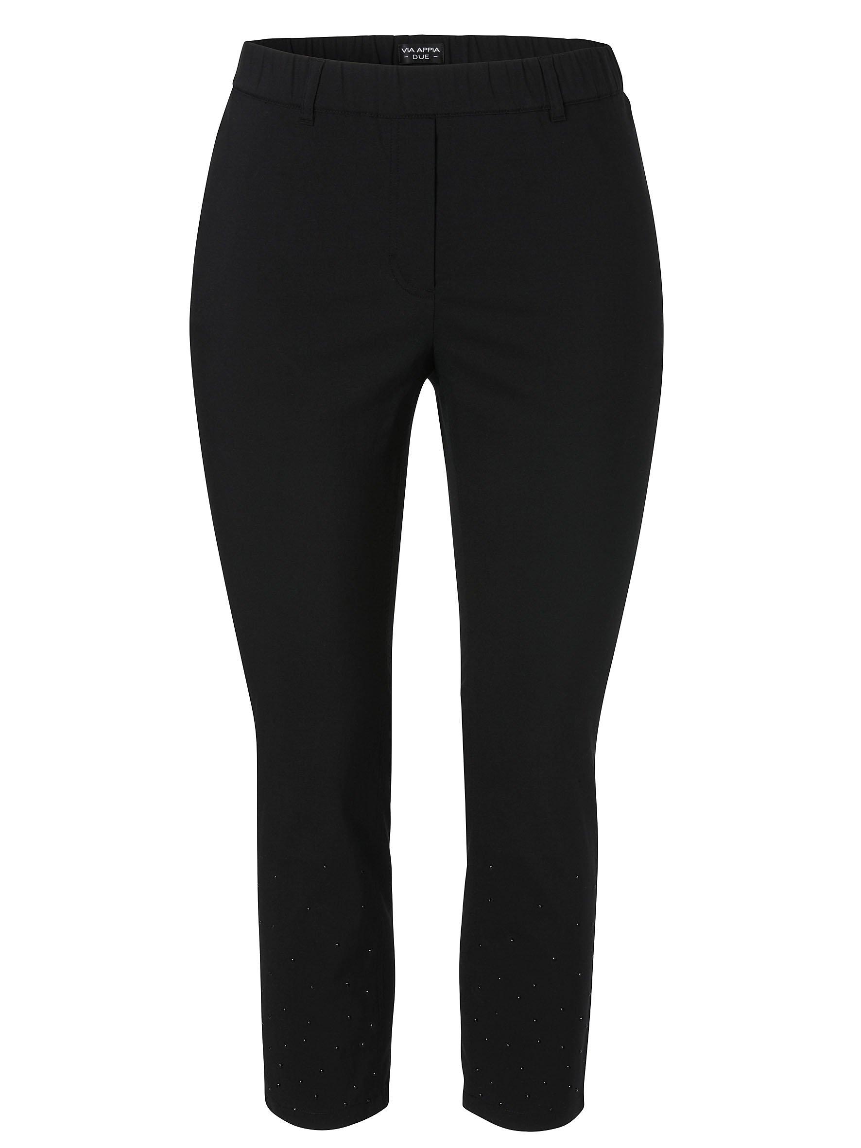 Schmale 7/8-Hose aus Bengalin, mit Strass am Saum