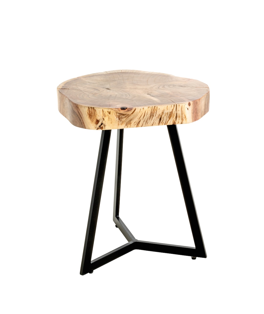 Beistelltisch PATNA Ø 45 cm Massivholz Akazie/schwarz