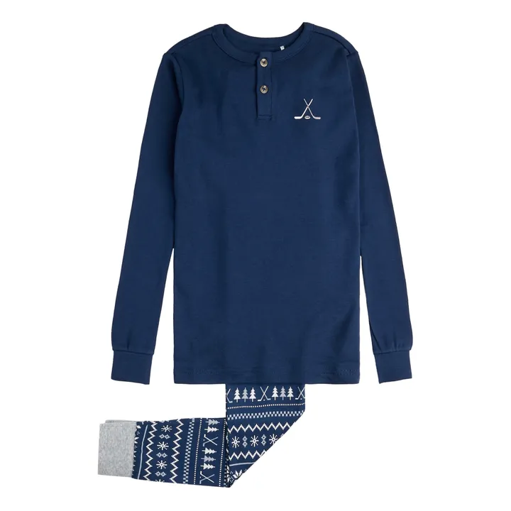Petit Lem Pyjama Coton Bio Hockey | Bleu marine