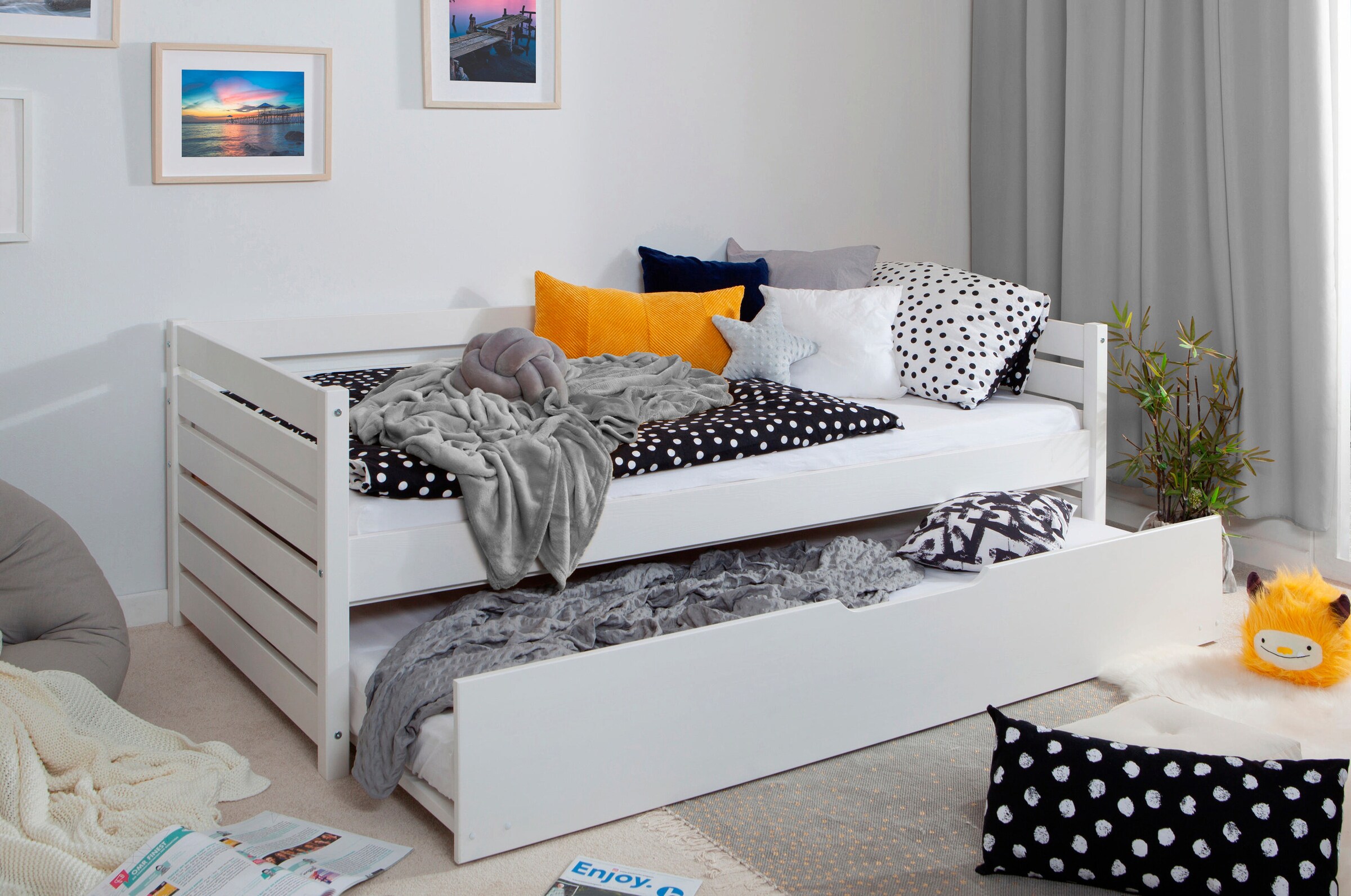 Ticaa Sofabett Naomi inkl. Ausziehbett, 120x200, Weiß
