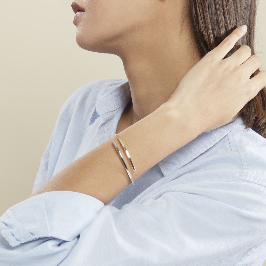 Bracelet Jonc Loise 2 Fils Carres Or Bicolore