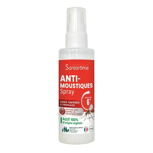 Santarome - Repelente de Mosquitos em Spray, eficaz por 6 horas, uso familiar - spray de 100 ml
