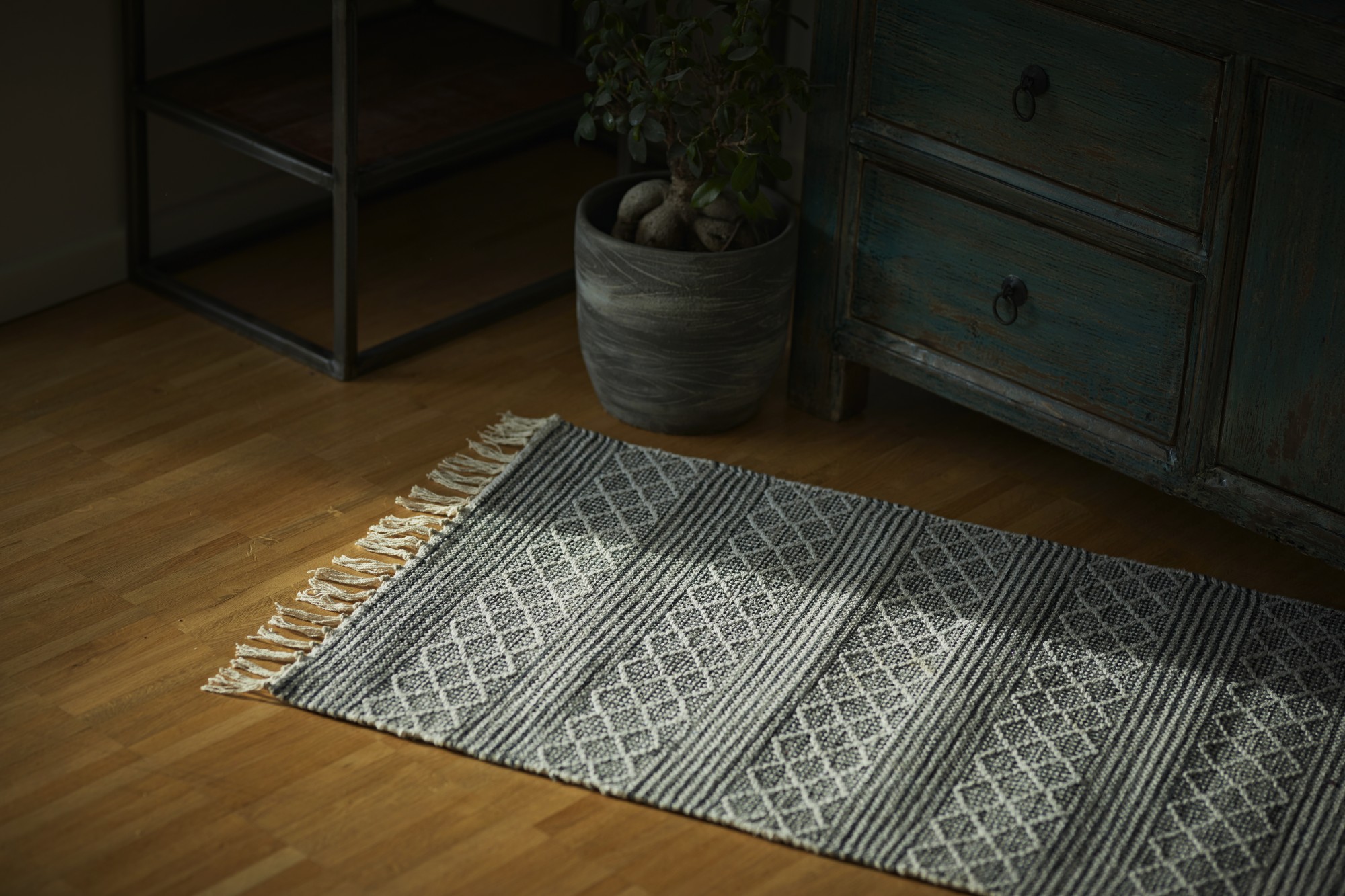 Mini-Rug 'Thamane', grau-weiß, T 60 cm, B 90 cm von fischer's lagerhaus