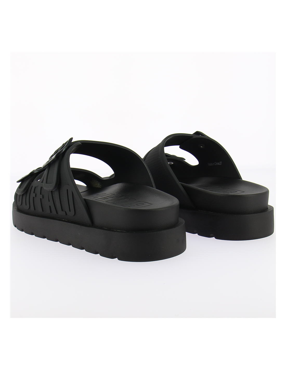 buffalo mules compensées femme eve sol vegan noir