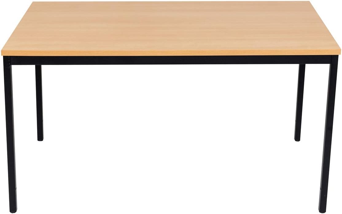 furni24 Schreibtisch-Stahl 120x80x75cm, Buche, TÜV/GS-Einfache Montage, Arbeitstisch, Bürotisch, Küchentisch, Esstisch, Druckertisch Büro-Möbel Arbeitszimmer Computertisch Gaming-Tisch Mehrzwecktisch