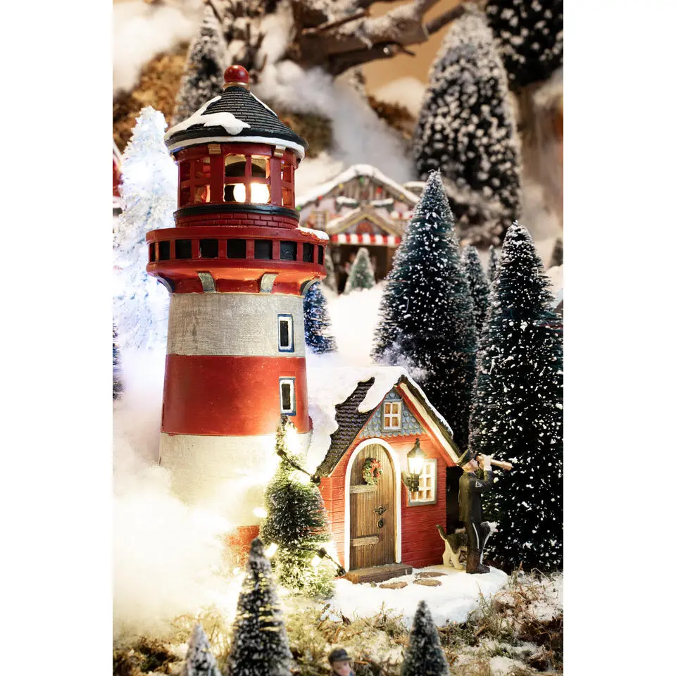 LuVille Kerstdorp Miniatuur Bristle Bomen - 21 Stuks - H22 x Ø8 cm