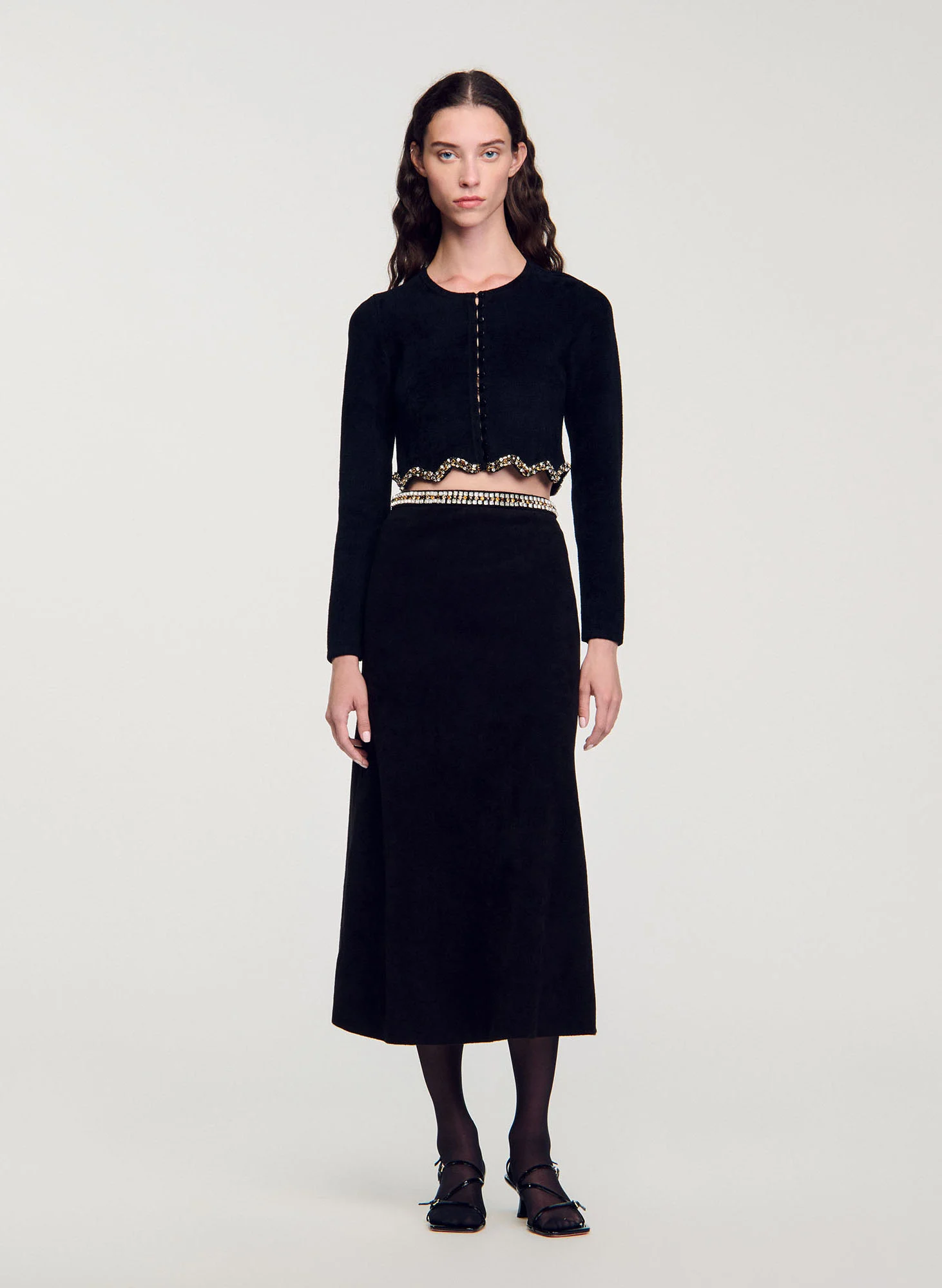 Jupe courte à strass | Noir