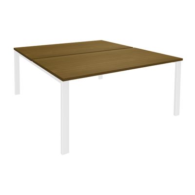 Bureau Bench IRIS - L160 cm - Plan de départ - Pieds blanc - plateau imitation noyer