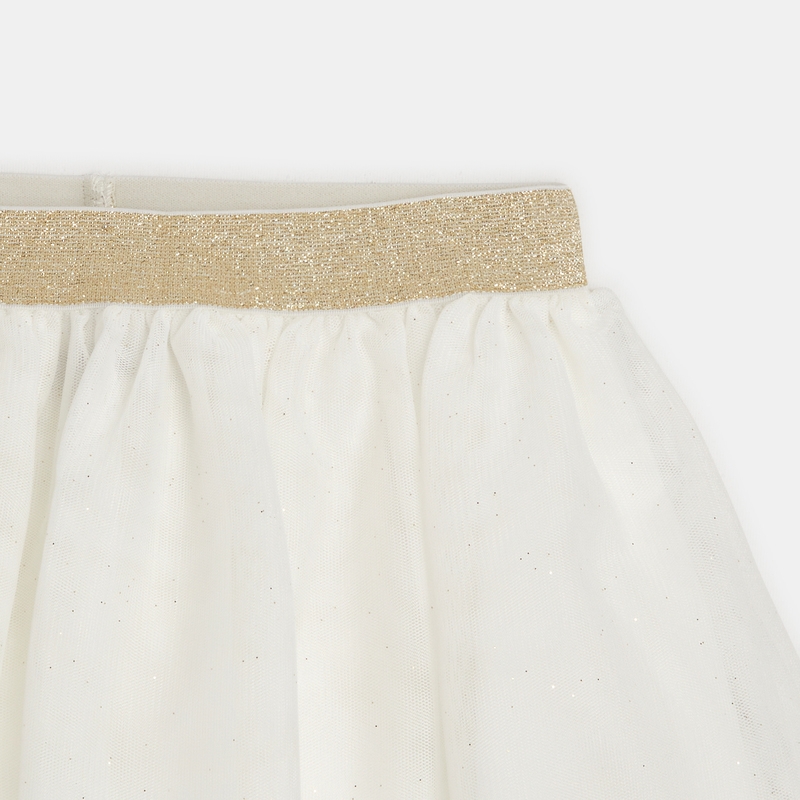 Jupe tutu courte et pailletée beige fille