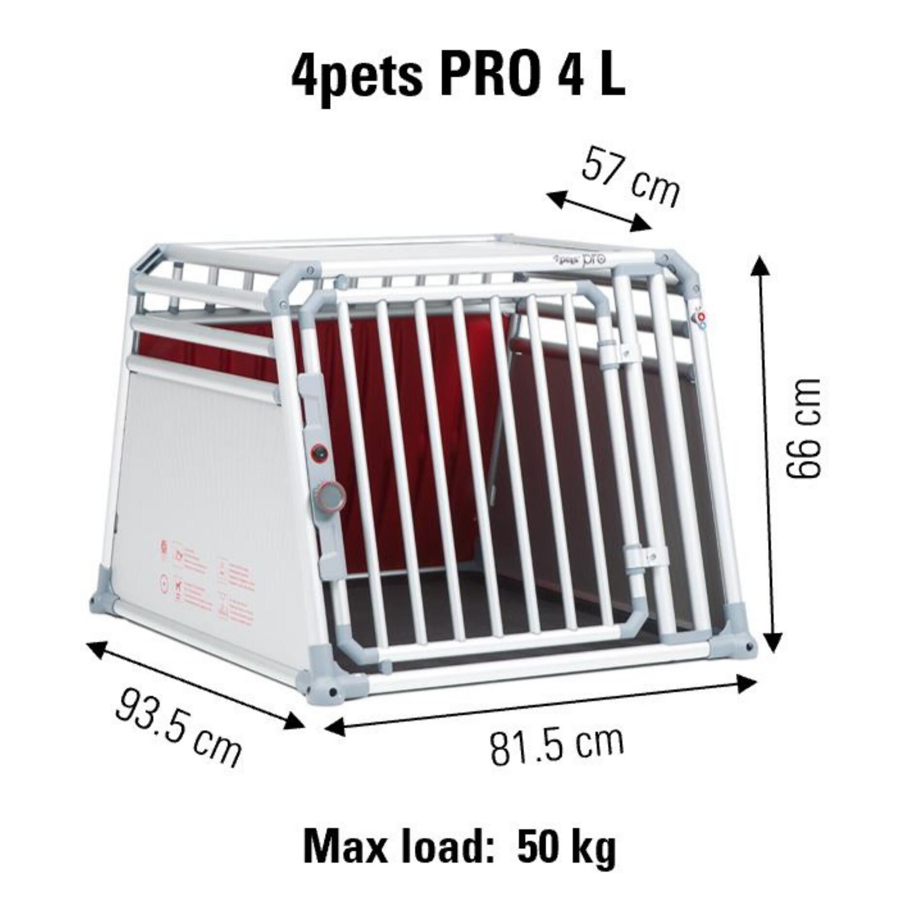 4Pets Pro 4 - Autobench Hond - chroom - 66x81581.5x93.5 cm - L