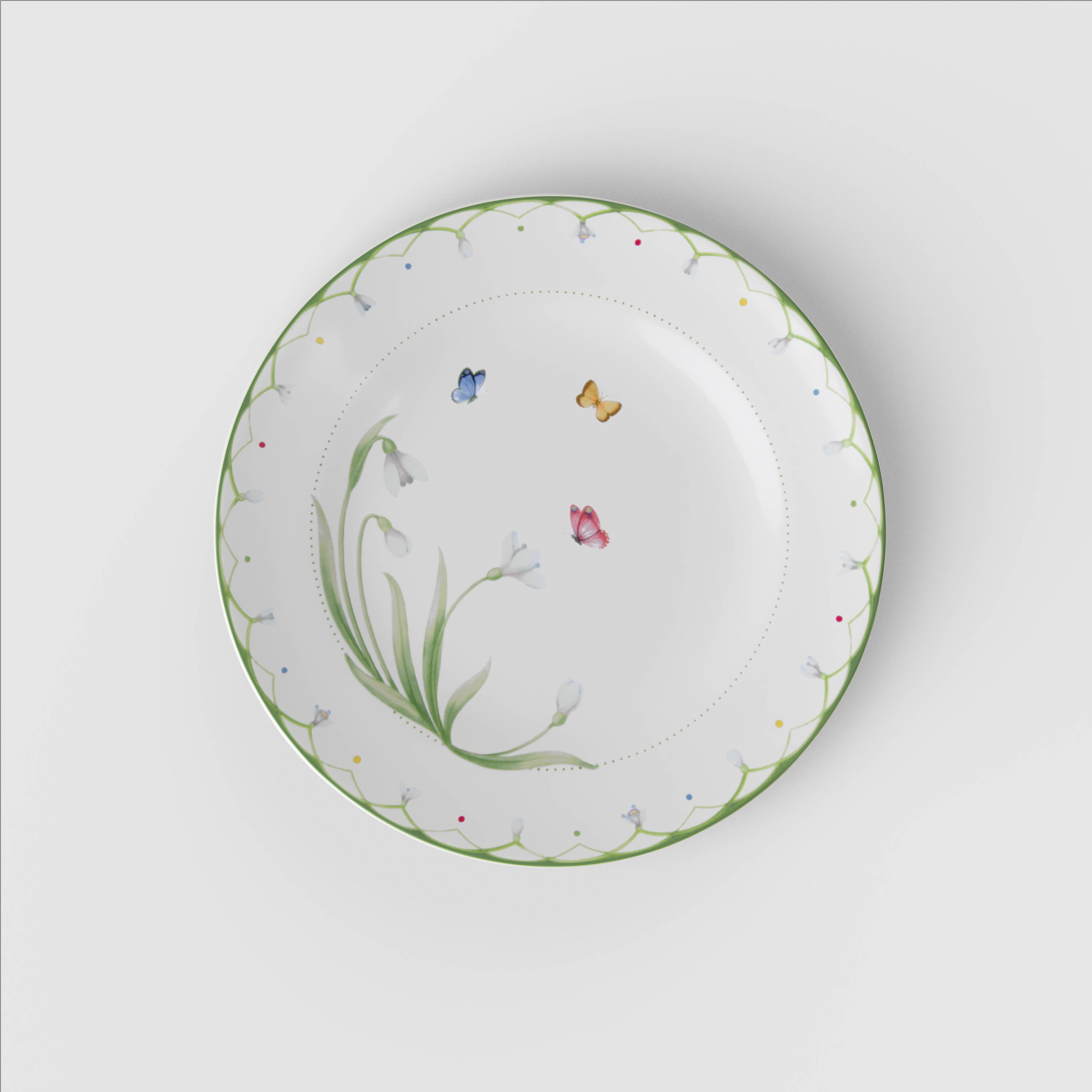 Colourful Spring Appetizer and dessert plate Green, 8.5'', Premium Porcelain