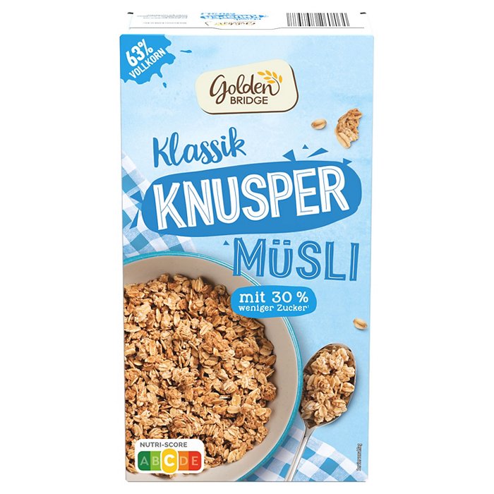 GOLDEN BRIDGE Knuspermüsli 750 g, weniger Zucker