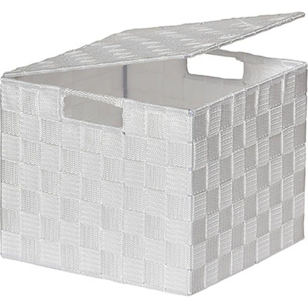 PANIER CARRE POLYESTER AVEC COUVERCLE BLANC TAILLE M